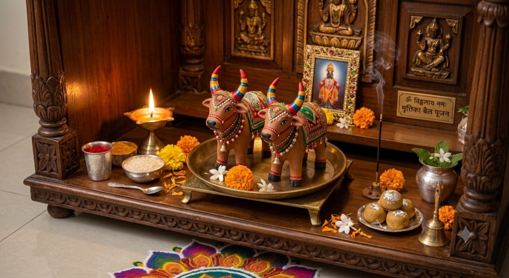 बेंदूर सण मातीच्या बैलांची पूजा, घरा घरात मातीचे बैल पुजले जातात, बैल पूजन, बेंदूर सण धार्मिक परंपरा