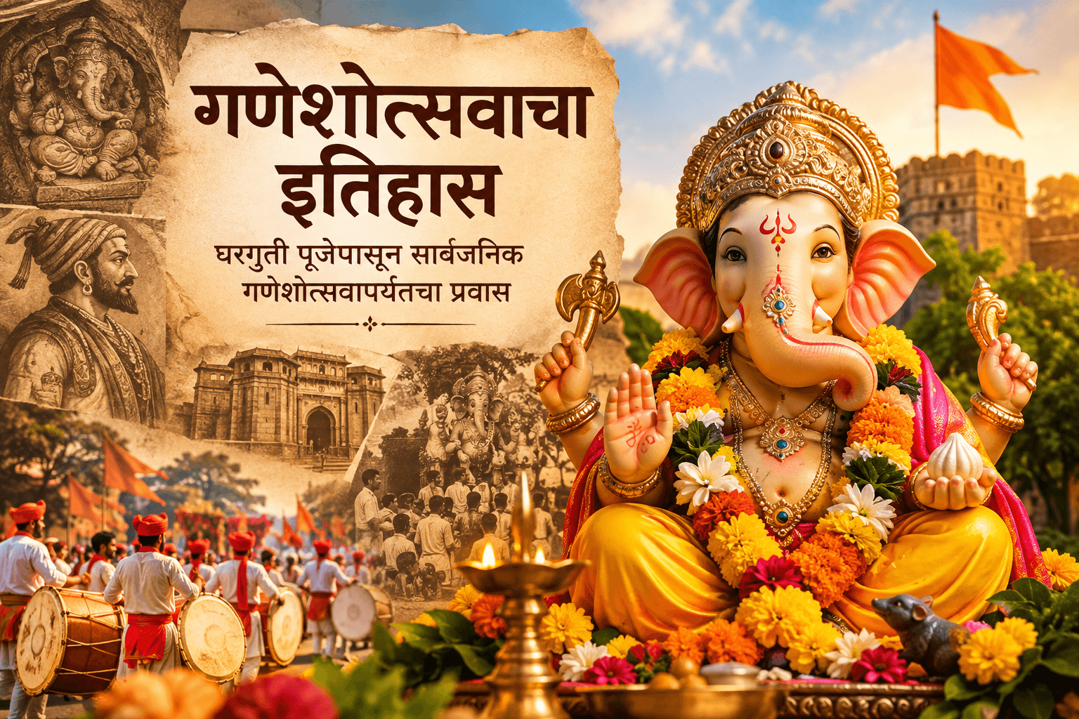 गणेशोत्सवाचा घरगुती पूजेपासून सार्वजनिक उत्सवापर्यंतचा ऐतिहासिक प्रवास